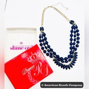 2018 Premier Designs "In The Navy" Limited Edition Navy Arylic Gold Necklace $63